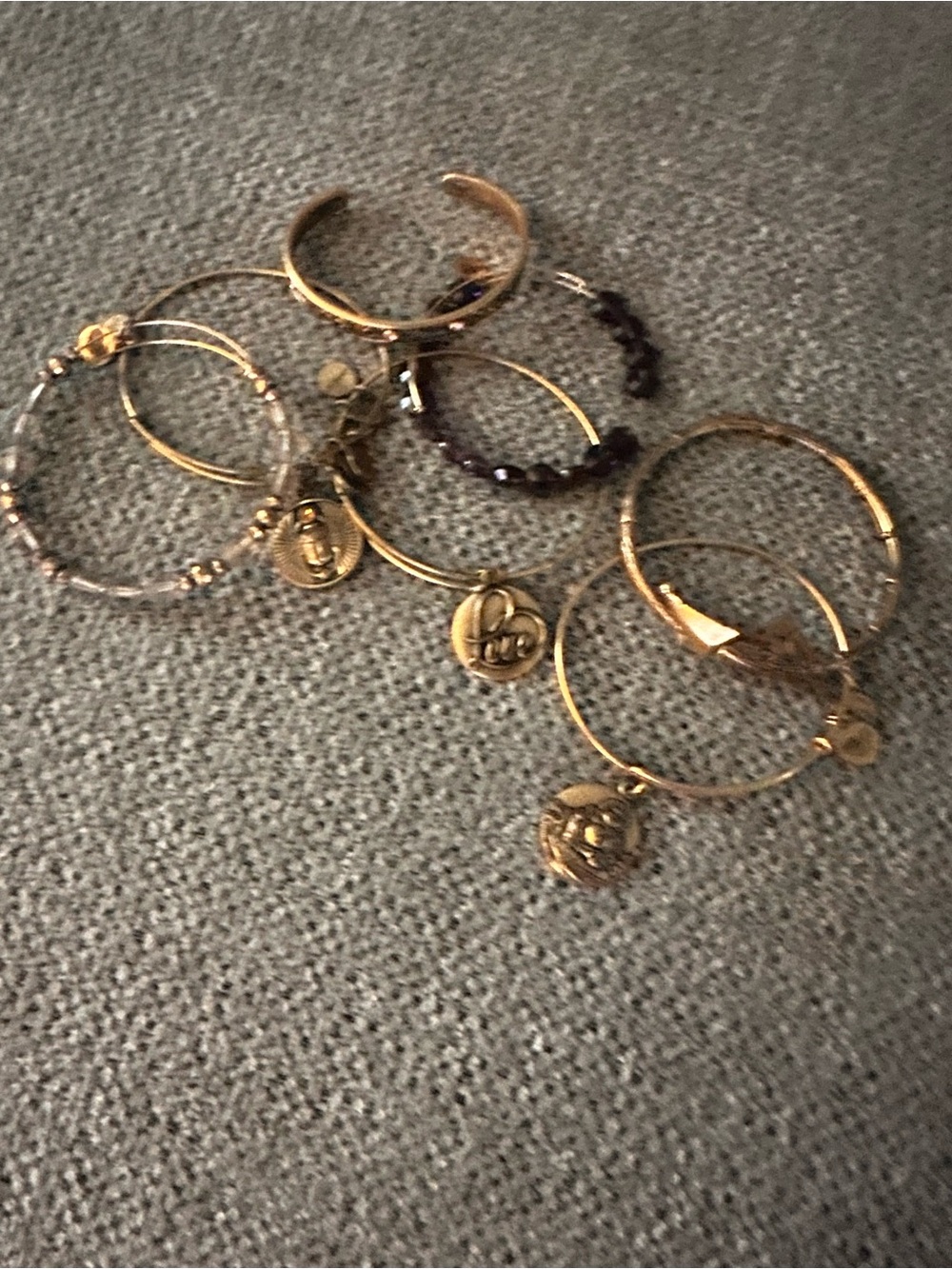 Alex and Ani Gold Tone Charm Bangle Bracelet Set - Women Jewelry